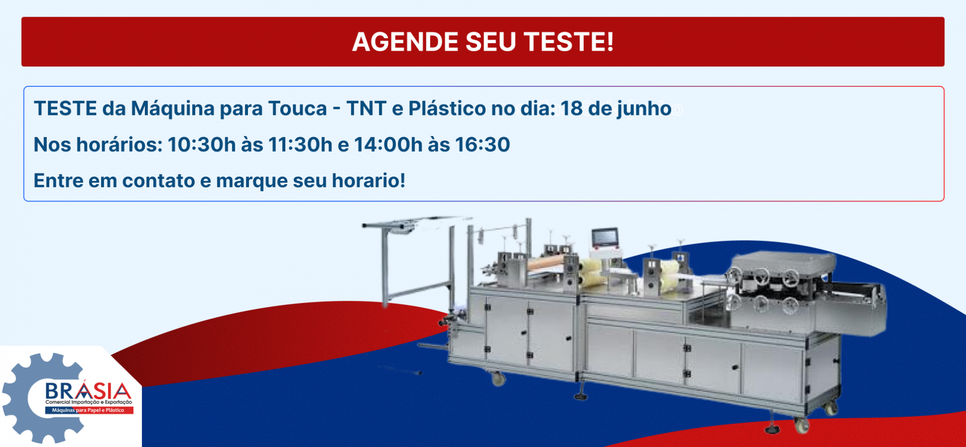 AVISO DE FERIADO CORPUS CHRISTI -  A BRÁSIA, fundada em 2008, conta com sócios com mais de 30 anos de experiência. A empresa comercializa máquin...Saiba mais.