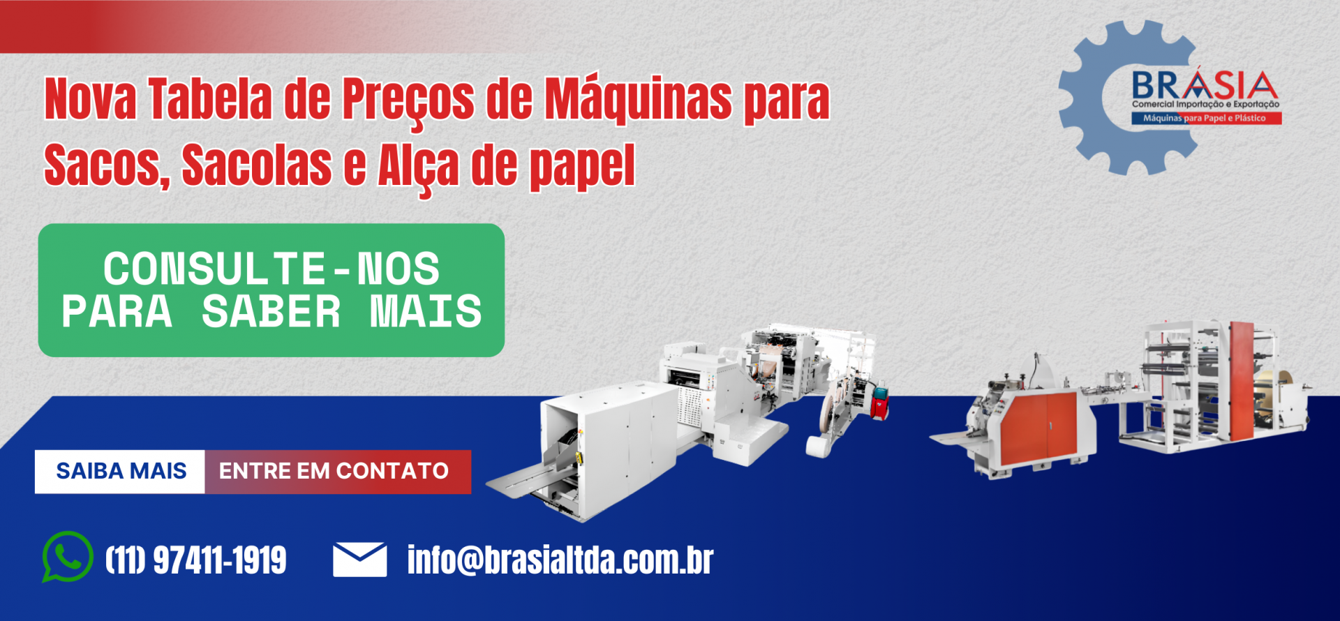 Máquina Manual para Colagem de Alças em Sacos SOS -  A BRÁSIA, fundada em 2008, conta com sócios com mais de 30 anos de experiência. A empresa c...Saiba mais.