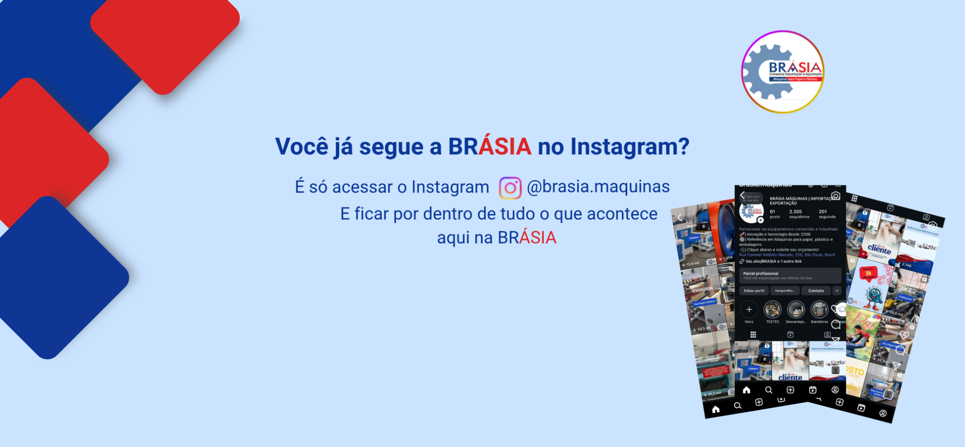 aa -  A BRÁSIA, fundada em 2008, conta com sócios com mais de 30 anos de experiência. A empresa comercializa máquinas e equipamentos para as ind...Saiba mais.