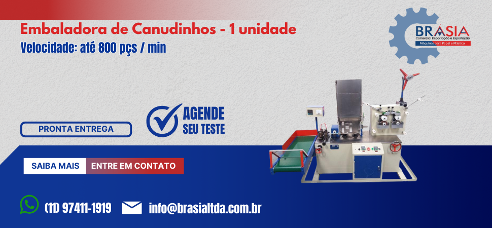 Embaladora de Canudinho - 1 unidade  -  A BRÁSIA, fundada em 2008, conta com sócios com mais de 30 anos de experiência. A empresa comercializa m...Saiba mais.