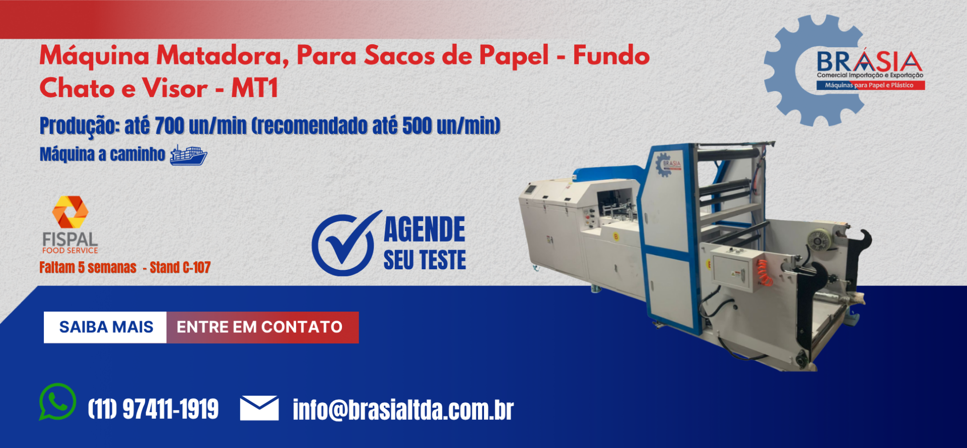 Máquina Matadora, Para Sacos de Papel - Fundo Chato E Visor - MT1 -  A BRÁSIA, fundada em 2008, conta com sócios com mais de 30 anos de experiên...Saiba mais.