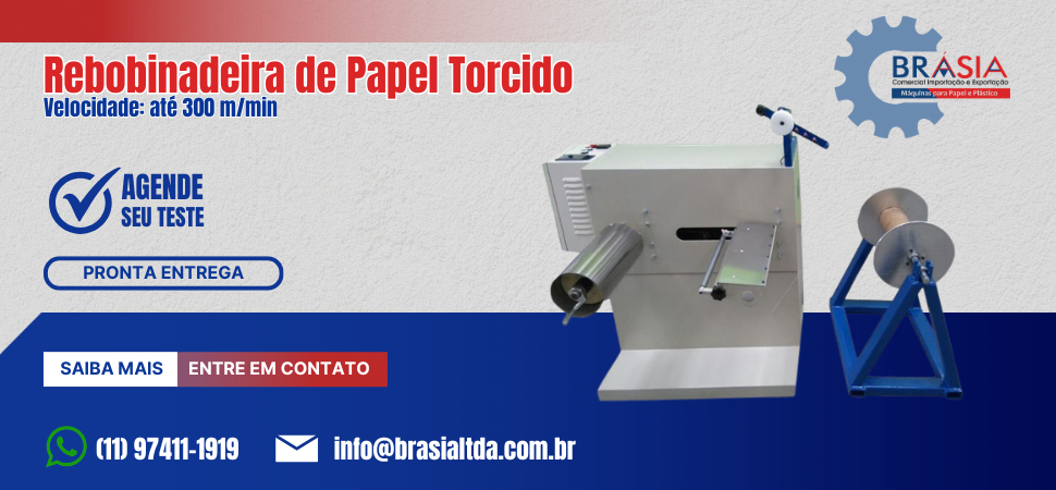 Rebobinadeira de Papel Torcido  -  A BRÁSIA, fundada em 2008, conta com sócios com mais de 30 anos de experiência. A empresa comercializa máquin...Saiba mais.