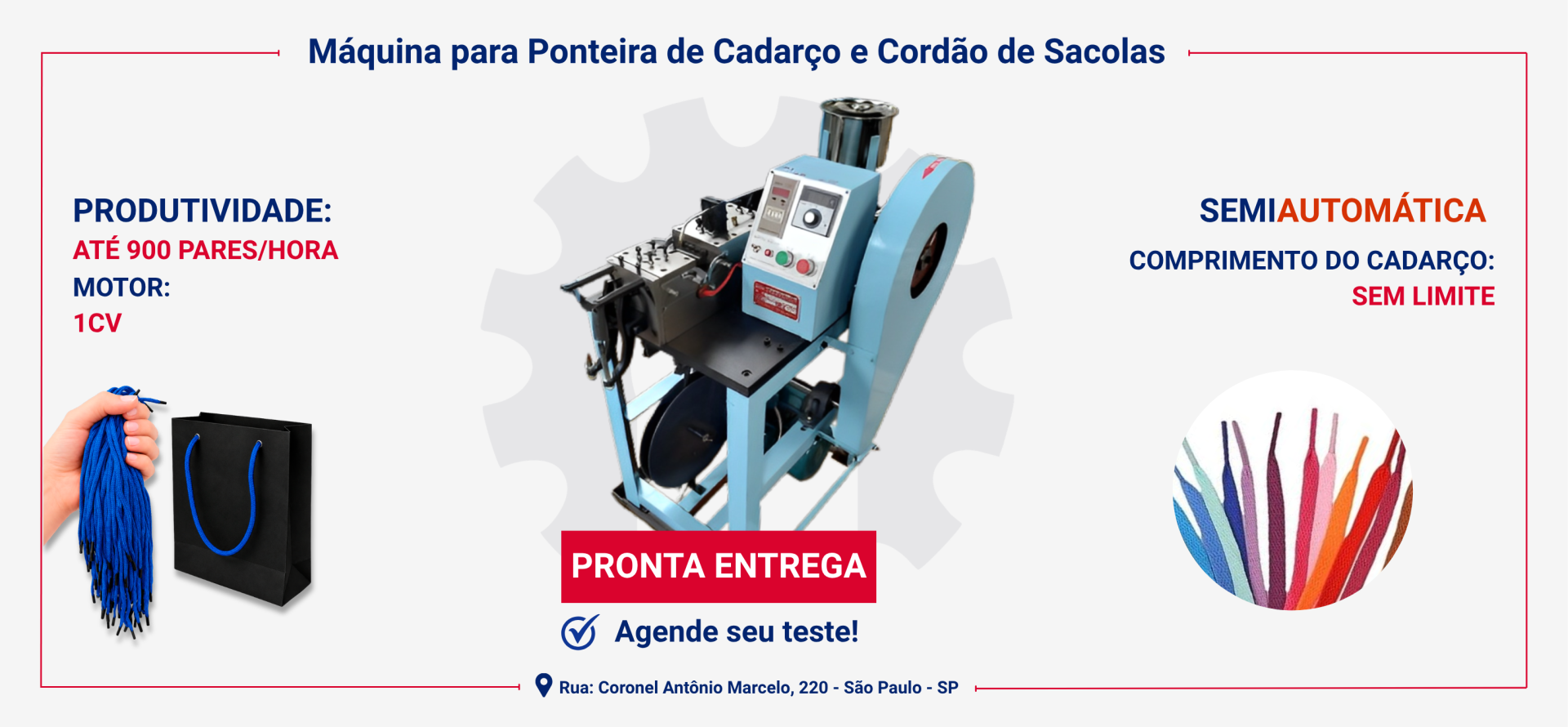 Máquina para Ponteira de Cadarço e Cordão de Sacolas -  A BRÁSIA, fundada em 2008, conta com sócios com mais de 30 anos de experiência. A empres...Saiba mais.