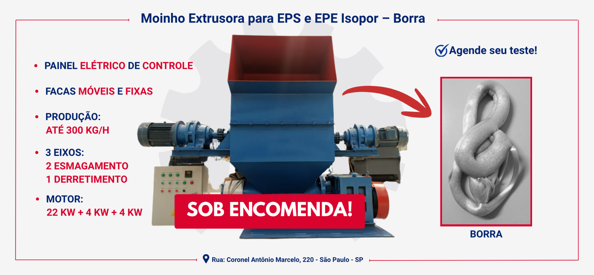 Moinho Extrusora para EPS e EPE Isopor - Borra -  A BRÁSIA, fundada em 2008, conta com sócios com mais de 30 anos de experiência. A empresa come...Saiba mais.