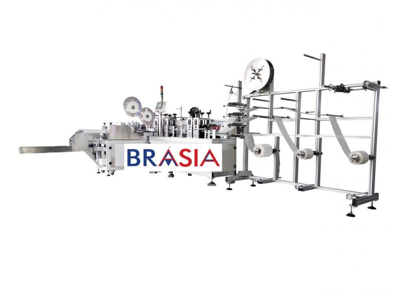 Máquina para Máscaras Cirúrgicas de Tecidos Não Tecidos (TNT) com Aplicação de Tiras - Automática